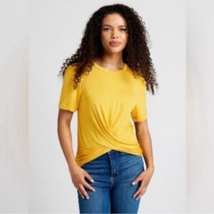 Gaze Gold Tie Front Short Sleeve Tee